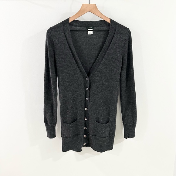 J. Crew Merino Wool Cardigan Gray Size XS - Picture 2 of 6